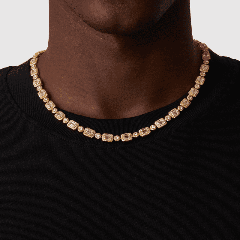 BaguetteLinkIcedNecklace Gold