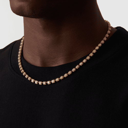 ClusterStoneTennisChain Gold Side