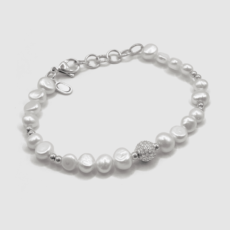 IcedPearlBraceletAngle1 Silver