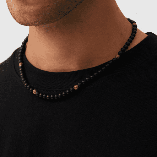 MatteOnyxBeadedNecklace Gold Side